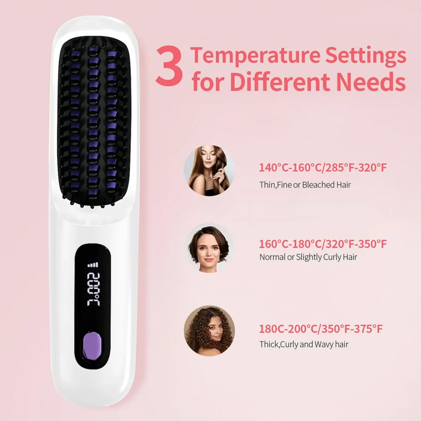 Cordless Hair Straightener Brush - Image 2